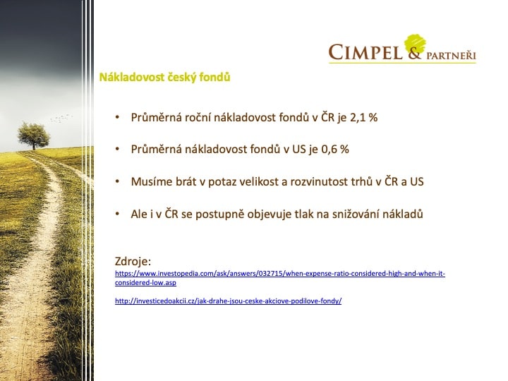 Průměrná nákladovost českých akciových fondů je 3x vyšší než je to v USA