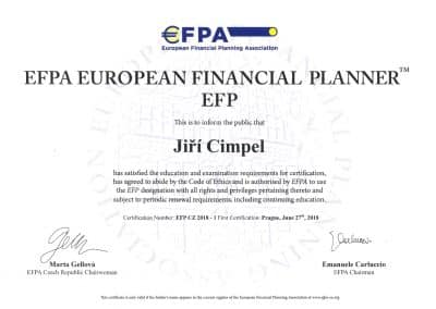 EFPA European financial planner - Jiří Cimpel