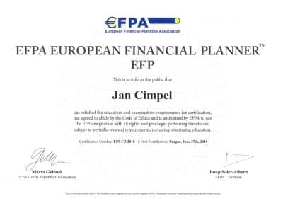EFPA European financial planner - Jan Cimpel