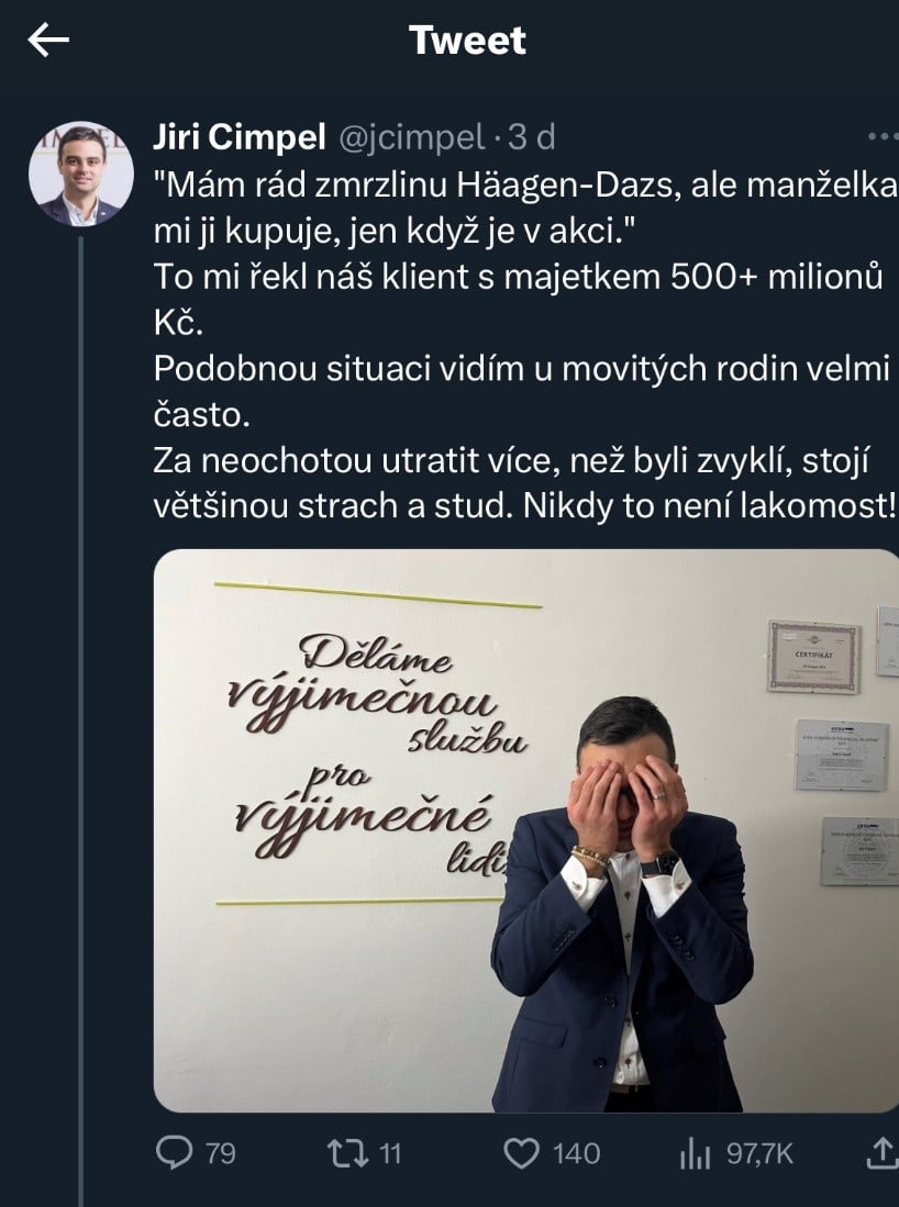 tweet na sociální síti twitter